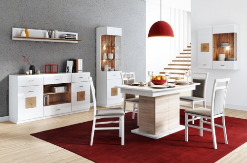 Вітальня WOOD SZYNAKA  білий глянець / дуб Вотан