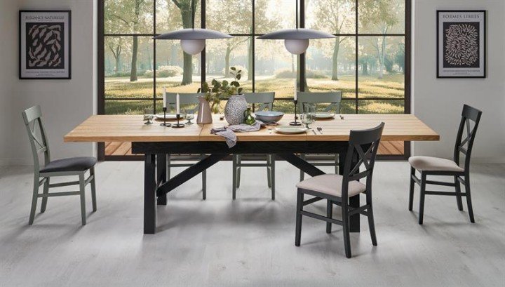 Розкладний стіл FIESTA 200-280x100x77 см, натуральний дуб/чорний