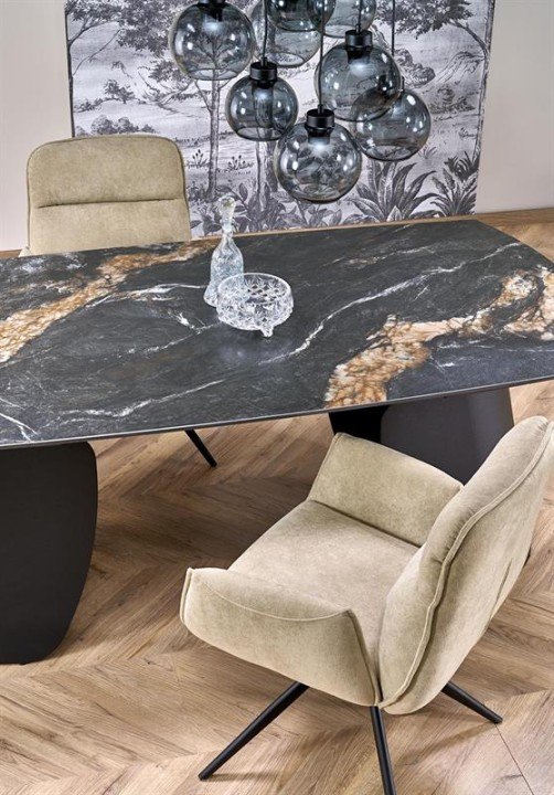 Розкладний стіл FORUM, чорний мармур / чорний (3 шт. = 1 шт.)