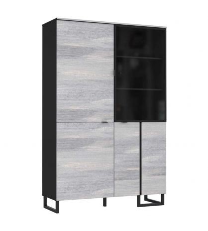 Витрина высокая GZMV722B-C875 Grace FORTE нордичний серый / черный мат