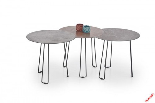 Комплект журнальних столиків HALMAR TRIPLE Коричневий Сірий Чорний