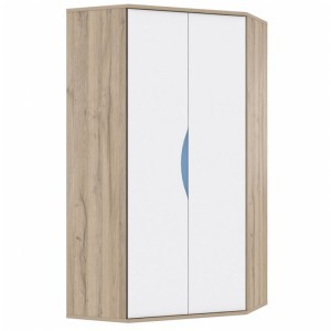 Шкаф для одежды угловой Nove NOVS728 Forte Дуб Бьянко/Белый/Синий/Фиолетовый