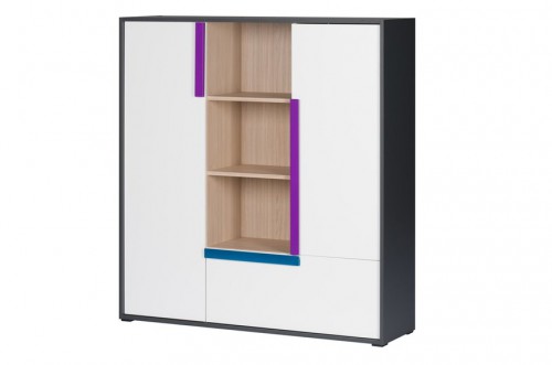 Стелаж IKAR 13 SZYNAKA графіт / білий /сосна авола