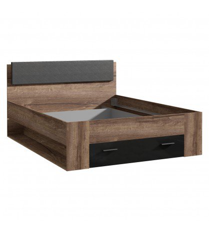 Кровать 160 JWL1162 Jawa Forte дуб темный / черный глянец