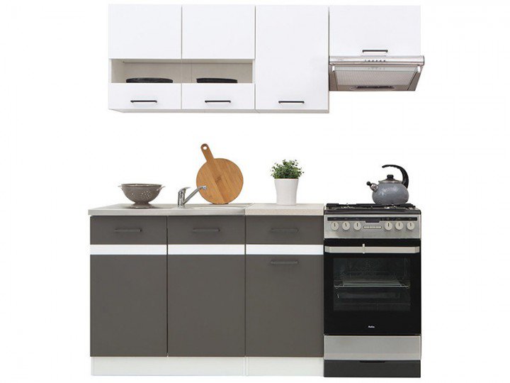 JUNONA LINE 170 Кухня серый/белый глянец BRW