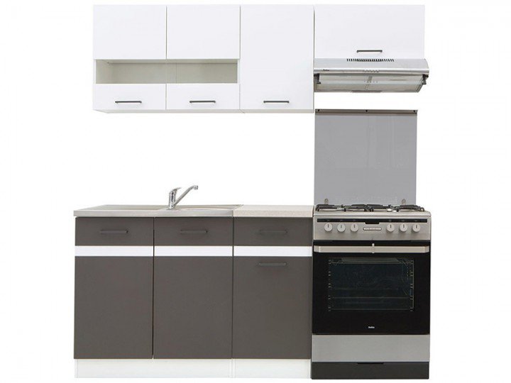 JUNONA LINE 180 Кухня серый/белый глянец BRW