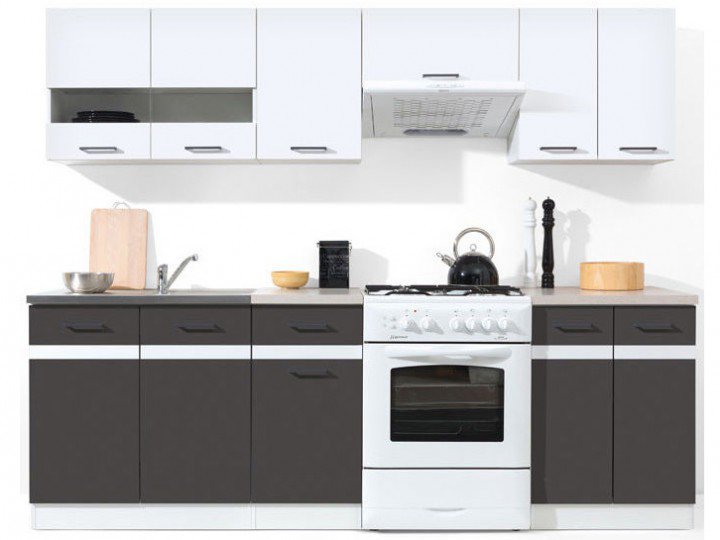 JUNONA LINE 240 Кухня серый/белый глянец BRW