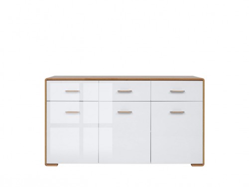 Комод KOM3D3S Bari BRW белый глянец / дуб натуральный