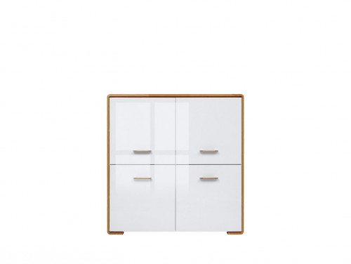Комод KOM4D Bari BRW белый глянец / дуб натуральный