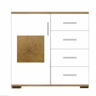 Комод  KOM1D4S Вудс БРВ дуб вотан/ белый глянец