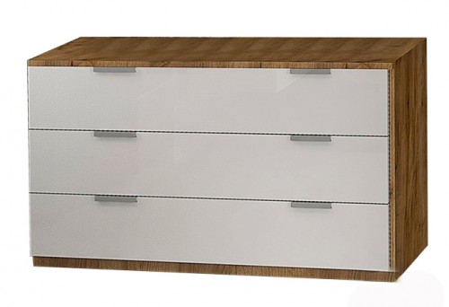 Комод 3шх Асти МироМарк AS-63-WB Дуб Крафт / Глянец Белый