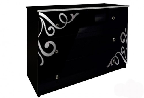 Комод 3шх Богема МіроМарк BG-63-BL Глянець Чорний