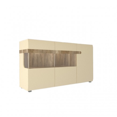 Комод-витрина левый Letis E1 Blonski кремовый глянец/дуб каньон
