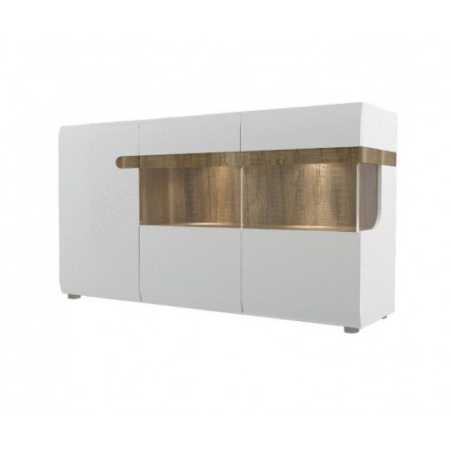 Комод-витрина правый Letis E2 Blonski белый глянец/дуб каньон