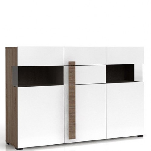 Комод KOM1D2W2S ДОМЕНІКА Гербор дуб Сонома темный / белый глянец