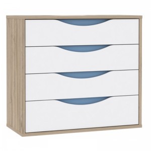Комод Nove NOVK211 Forte Дуб Бьянко/Белый/Синий/Фиолетовый