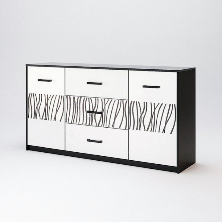 Комод Терра 2дв 3шх 1,6 TR-167-WB MiroMark белый глянец/черный мат