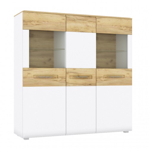 Комод-вітрина Camilla D Blonski дуб крафт золотий/білий матовий