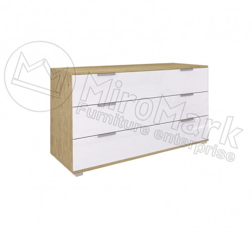 ​Комод 3 шх Верона МироМарк Белый Глянец / Дуб Сан-Марино