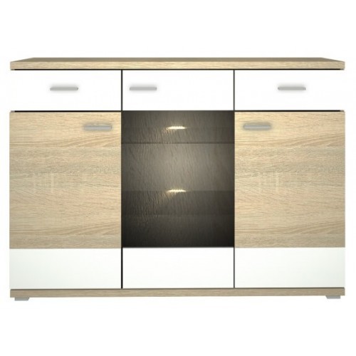 Комод-витрина Montreal H Blonski дуб Сонома белый глянец