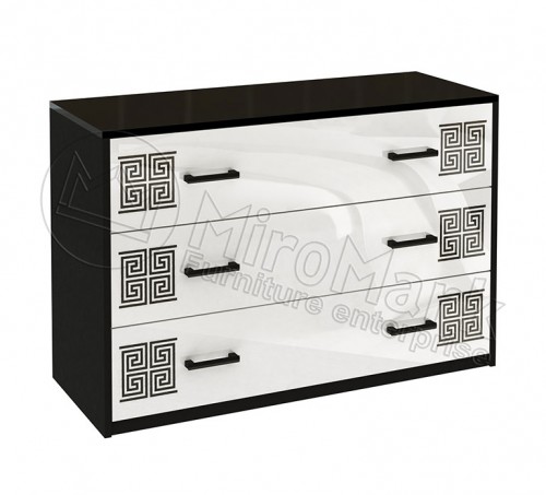 КОМОД Віола 3шх МіроМарк Глянець Білий/Чорний Матовий