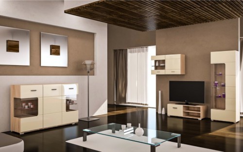 Комплект в вітальню Monaco 4 Blonski дуб Сонома ваніль глянець