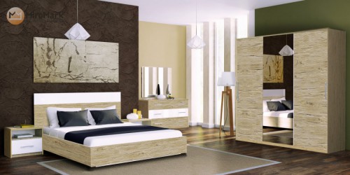 ​​Комплект Соната 2,0м МіроМарк Глянець білий / Дуб Сан Марино