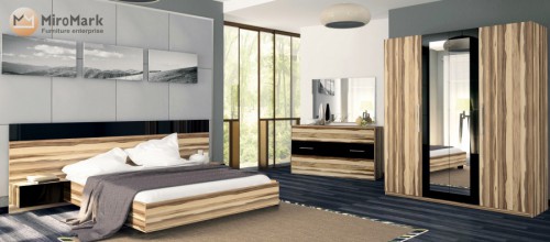 ​​Комплект Соната 4дв МіроМарк Глянець чорний / Горіх Балтімор