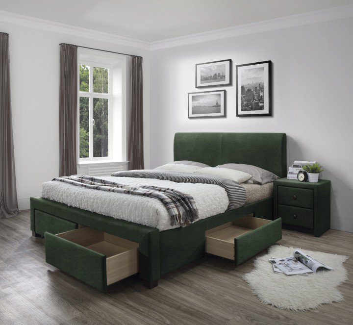 Кровать Halmar Modena 3 Velvet 160х200 Зеленый