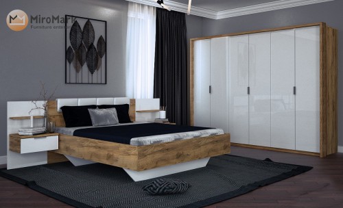 Спальня 6дв Асті МіроМарк AS-106-WB Дуб Крафт/Глянець Білий