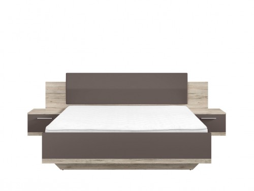Ліжко з тумбочками Lines LOZ/180 BRW карпатський дуб / темно-сіра лава