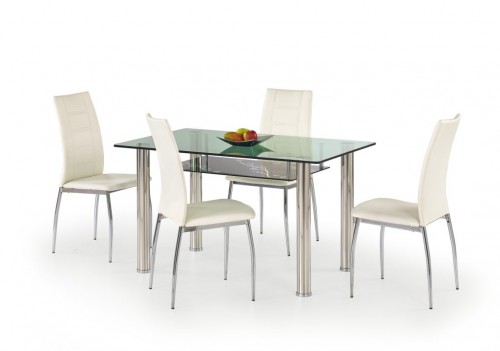 Стеклянный стол с полкой Halmar Lenart 130x80x75 см Прозрачный/Черный