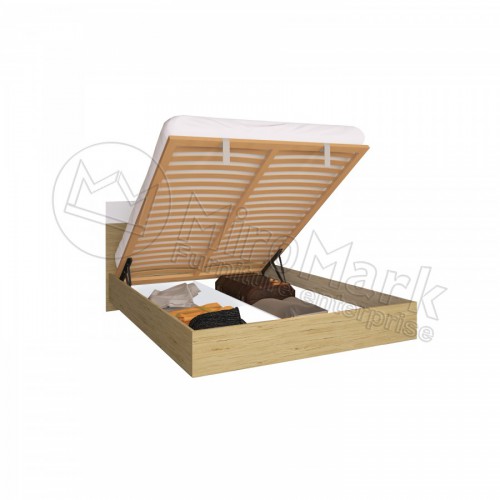 КРОВАТЬ Соната 1,6х2,0 Подъемное с каркасом МироМарк Глянец белый / Дуб Сан-Марино