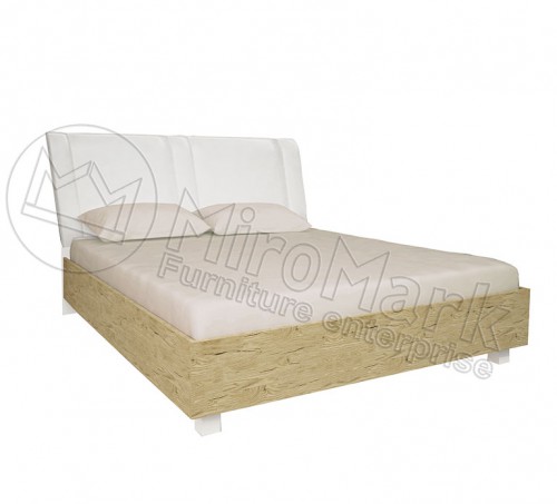 ​Кровать Верона 1,6х2,0 Мягкая спинка с каркасом МироМарк  Белый Глянец / Дуб Сан-Марино
