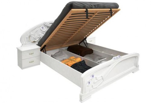 ​ЛІЖКО Лулу 1,8х2,0 Підйомне з каркасом МіроМарк білий глянець