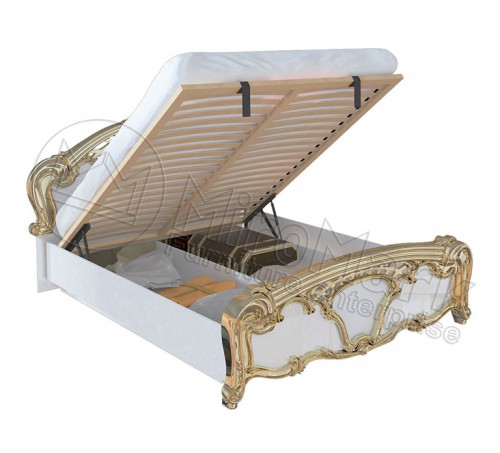 ЛІЖКО Єва 1,6х2,0 Підйомне з каркасом МіроМарк білий/золото