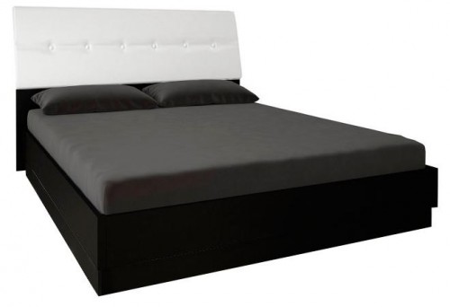 ЛІЖКО Віола 1,8х2,0 Підйомне М'яка Спинка з каркасом МіроМарк  Глянець Білий/Чорний Матовий