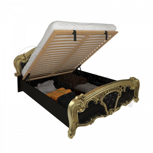 КРОВАТЬ Реджина Черная 1,6х2,0 Подъемное с каркасом МироМарк черный глянец