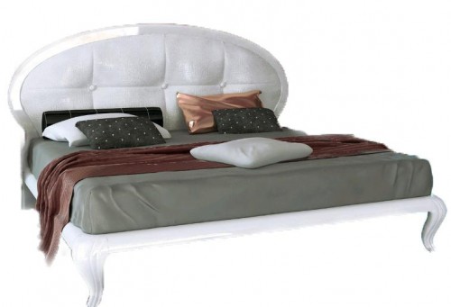 ​КРОВАТЬ Империя 1,6х2,0 Мягкая спинка с каркасом МироМарк белый глянец