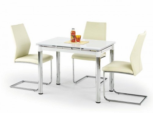 Стеклянный обеденный стол Halmar Logan 2 96x70x75 см Белий/Хром