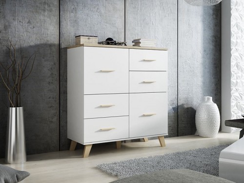 Комод Lotta 110 2D4S CAMA белый / дуб Сонома