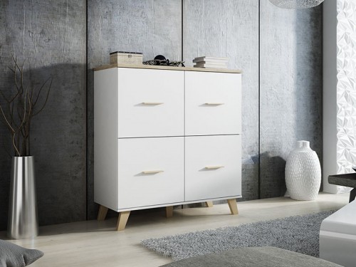 Комод Lotta 110 4D CAMA белый / дуб Сонома