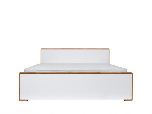 Кровать LOZ / 160 Bari BRW  белый глянец / дуб натуральный