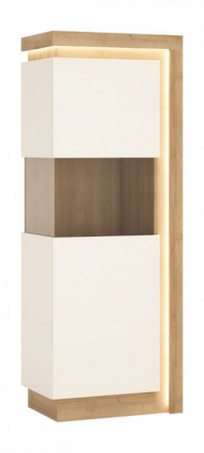 Вітрина 1D  ліва LYON  LYOV01L  WOJCIK дуб рів'єра / білий блиск