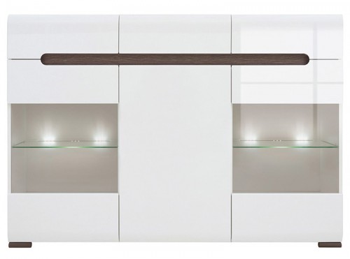 Буфет KOM2W1D3S / 10/15 Azteca BRW белый / белый глянец