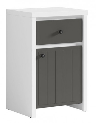Тумба KOM1D1SP Karet BRW  белый / вольфрам серый