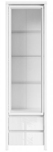 Вітрина REG1W2S Kaspian BRW  білий / білий глянець