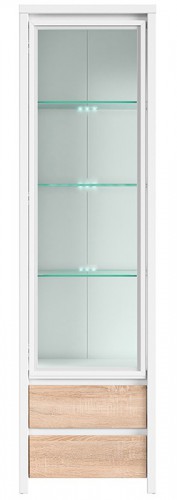 Вітрина REG1W2S Kaspian BRW  білий / дуб sonoma