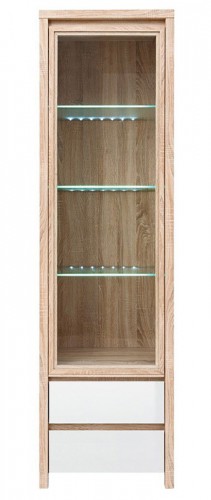 Вітрина REG1W2S Kaspian BRW дуб сонома / білий глянець