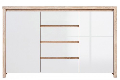 Комод KOM2D4SKaspian BRW дуб сонома / білий глянець